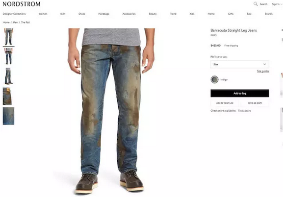 Nordstrom泥巴牛仔裤