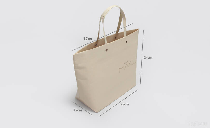 米色服装购物袋-尺寸图