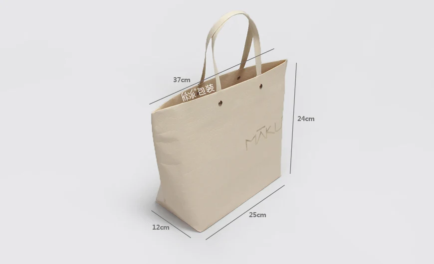 米色服装购物袋-尺寸图
